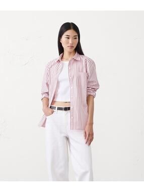 NWT Banana Republic Pink Mini Stripe Classic Poplin Button Up Shirt- Size Small